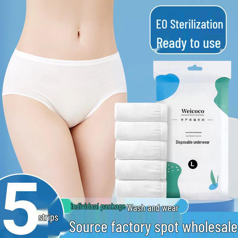 Women's Cotton Disposable Maternity Travel Panties - Sterile & Individually Wrapped