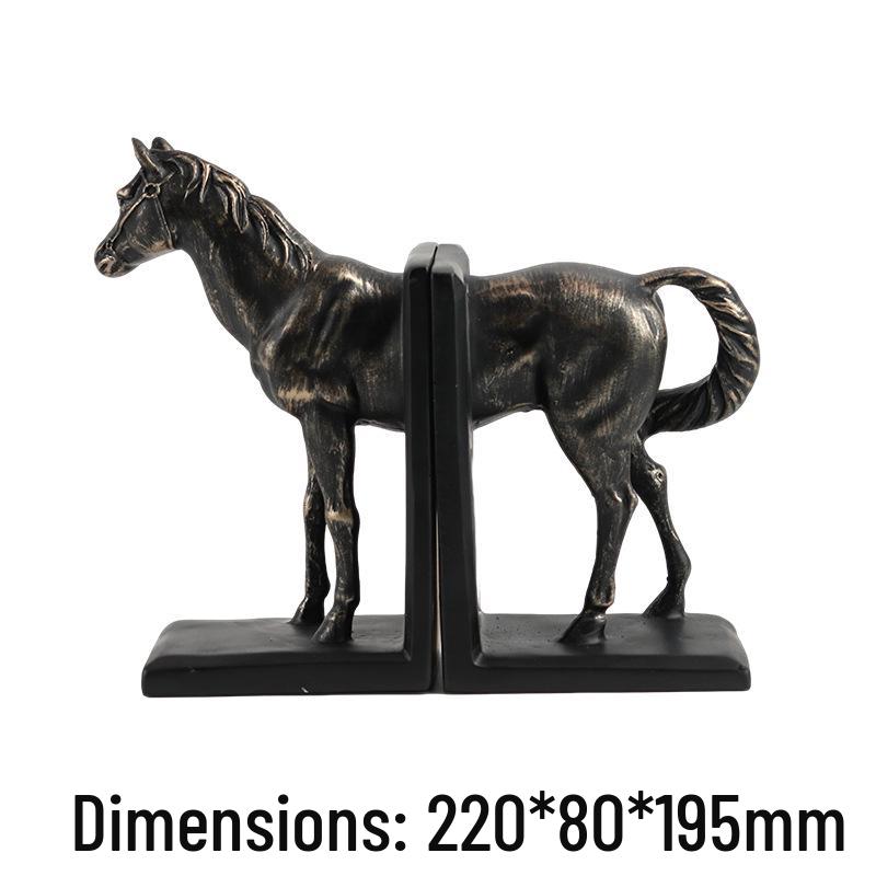 Chinese Retro Horse Bookend Ornament for Study or Desk Decor