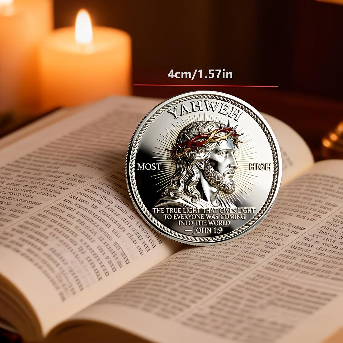 

Yahweh Most High Jesus Challenge Coin,Crown of Thorns Cross Faith Coin,Religious Souvenir Gift Men Women