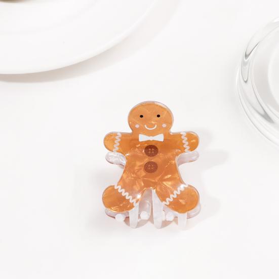 Strong Grip Hair Claw Christmas Themed Hair Clip Christmas Tree Gingerbread Man Snowflake Pattern