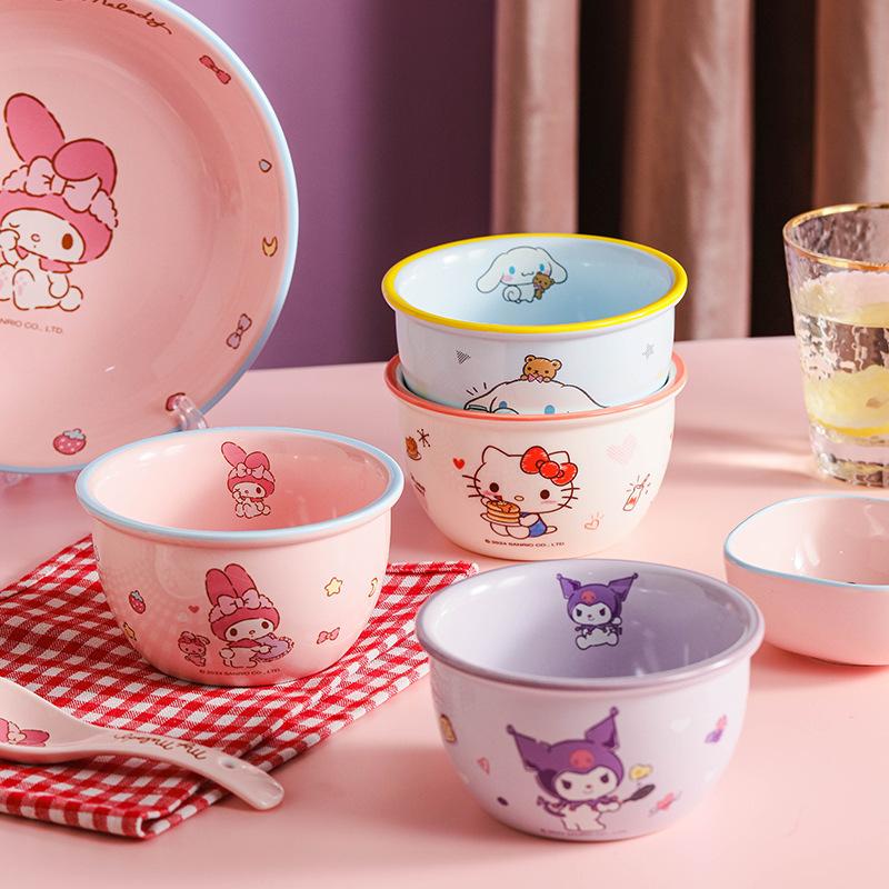 Sanrio Ceramic Rice Bowl Household Soup Bowl Rice Bowl Hello Kitty Hellokitty Cute Tableware Japanese Bowl