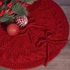 Festive Knitted Christmas Tree Skirt - Creamy White & Red