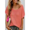 Summer Fashion Casual Round Neck Solid Color Knitted Sweater Loose Short Sleeved Women's Top