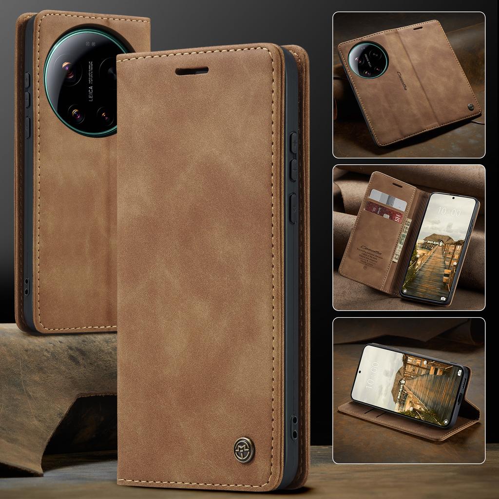 CaseMe För Xiaomi 17 Ultra Lyxigt Retro Magnetisk Flip PU-läder Fodral för Xiaomi 17 17Ultra Plånboksfodral Telefon Coque