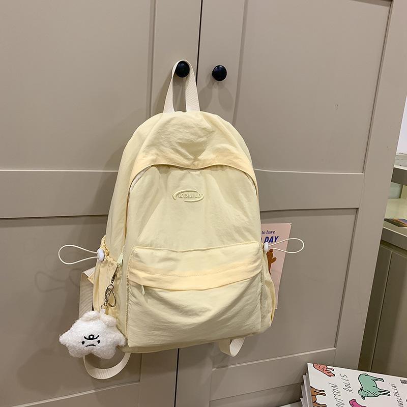 Schoolbag Lightweight Simple Solid Color Backpack Casual Versatile College Student Class Bag School Bag Female Outing Wind Student Backpack