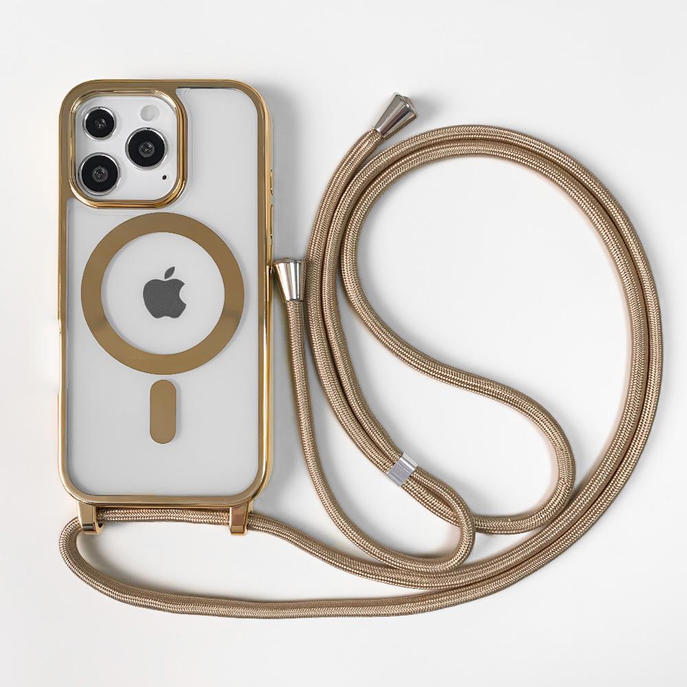 Magnetyczne i galwanizowane etui na iPhone 15 Pro Max ze smyczą