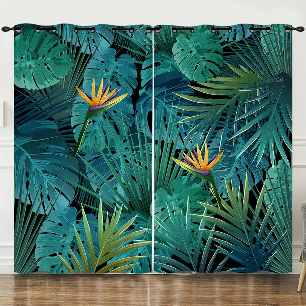 Curtains Tropical Rainforest Living Room Bedroom Curtains Digital Printing Blackout Curtains No Punching