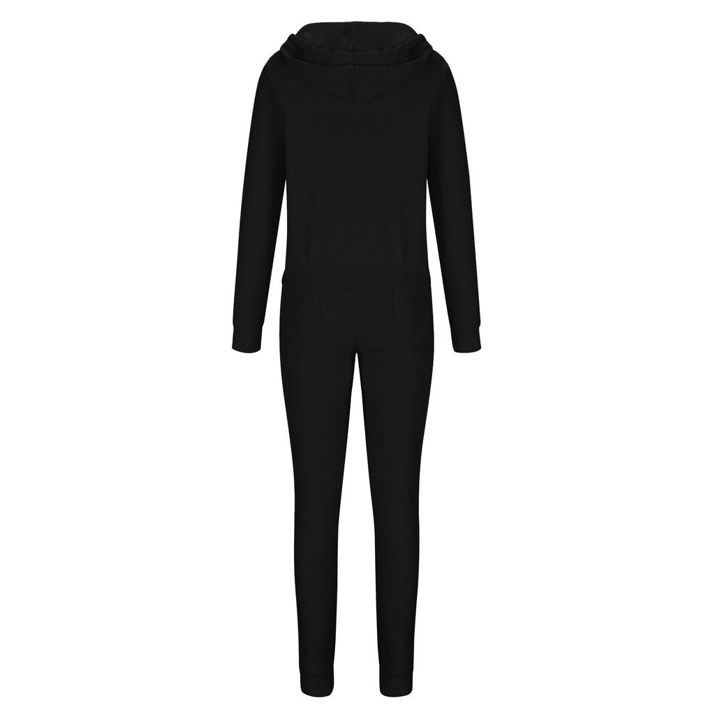 Dámská módní jednobarevná bunda Vesta s kapucí Top Kalhoty Neformální třídílná sada