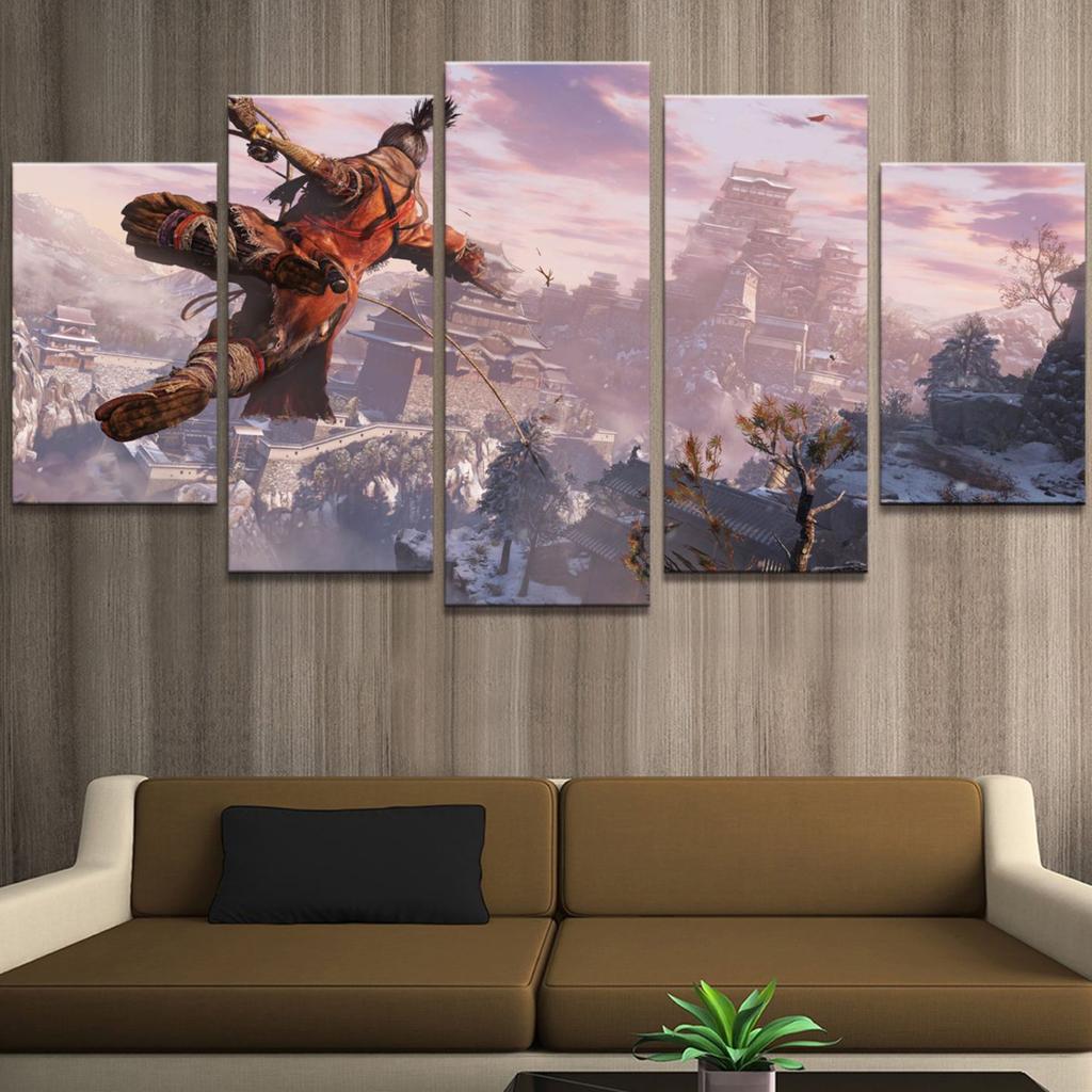 Unframed 5Pcs SEKIRO Shadows Die Twice Games Canvas Posters Wall Art Pictures HD Paintings Home Decor for Living Room Decoration