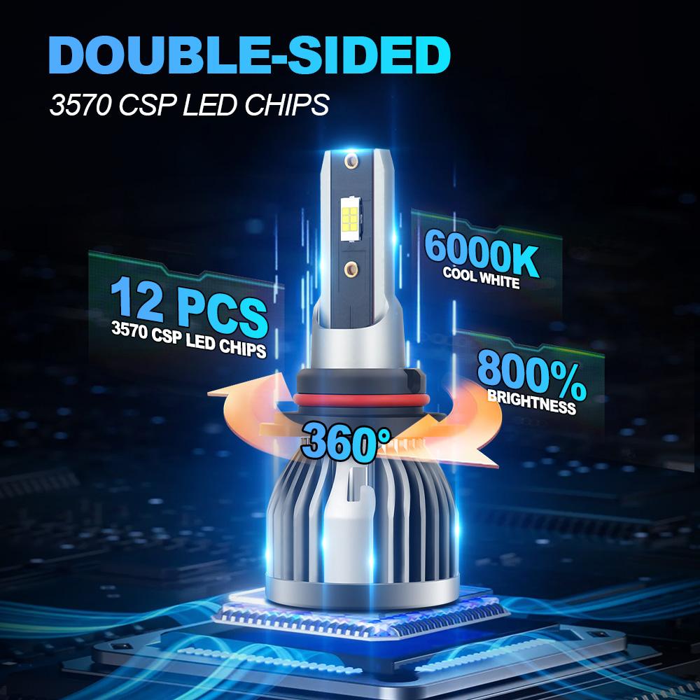 9005 9006 Cooling System 30000LM Car LED Headlight Bult in Driver High Quality 3570 CSP Chips LED Bulbs