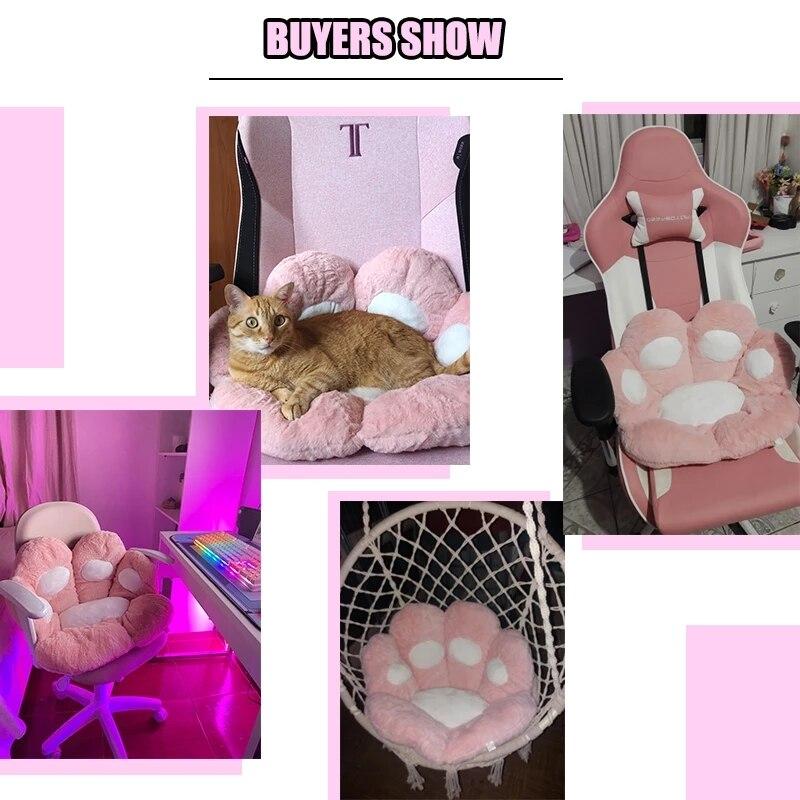 Armchair Seat Cat Paw Cushion for Office Dining Chair Desk Seat Backrest Pillow Office Seats Massage Cat Plush Cartoons Cushion