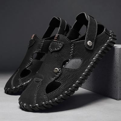 Sommer Herren Sandalen Leder Herren Strandschuhe Bequemes Laufschuhwerk Herren Leder Sandalen Klassische Herren Hausschuhe Weiche Sandalen