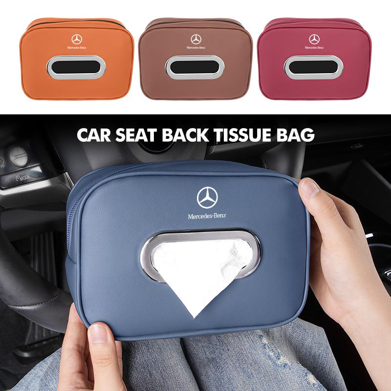 FA02Car Leather Tissue Box Interior Accessories Paper Storage Bag For Mercedes Benz CLK GLC W212 C200 C300 W203 W204 W205 W169 W176