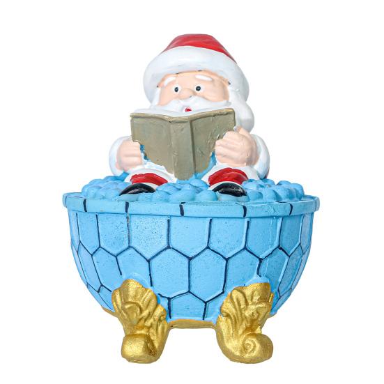Yousheng Christmas Ornament Santa Claus Shower Design LED Night Light Resin Craft Figure Living Room Desktop Ornament