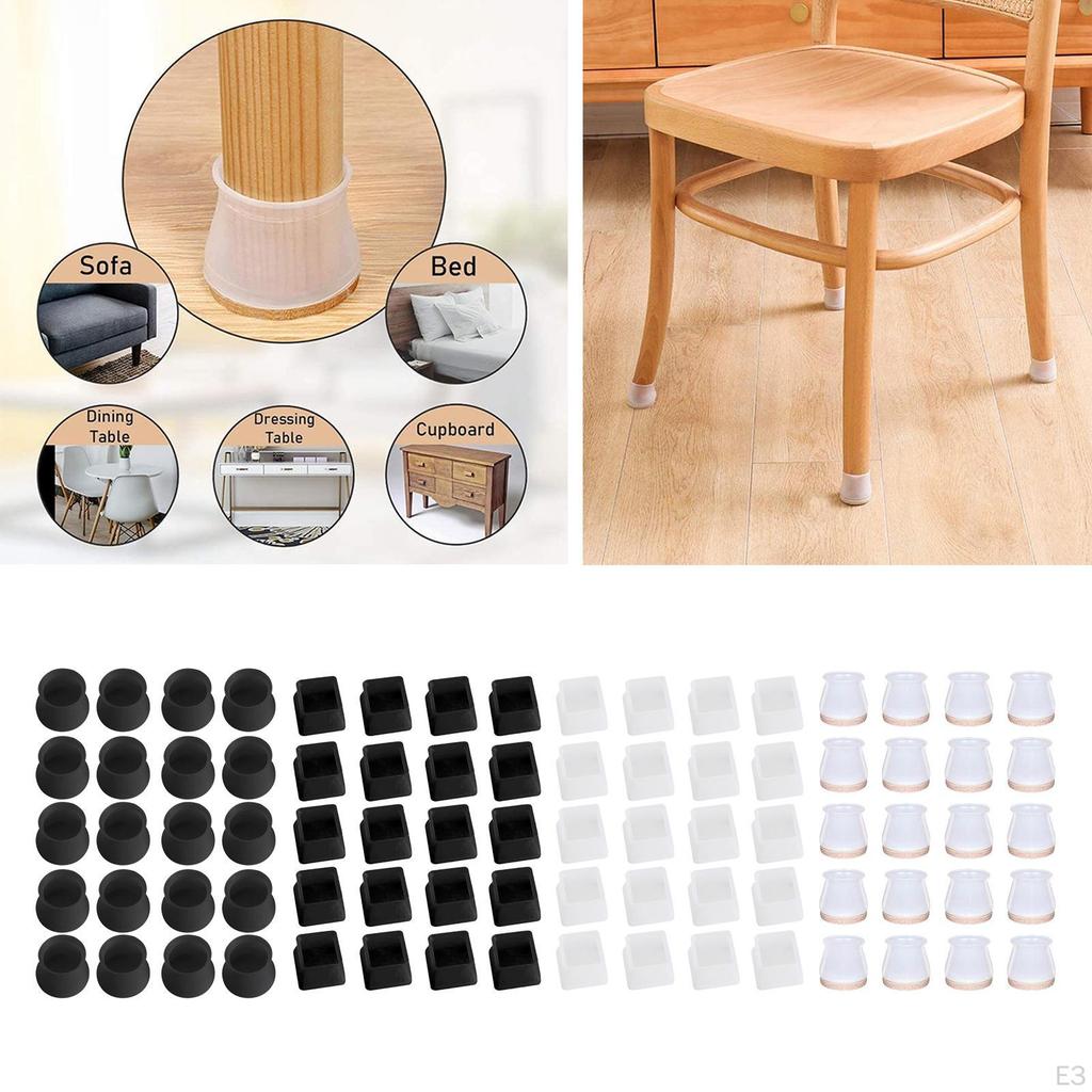 Leg Covers to Floors, 20 Pcs Non- Silicone Caps, for Floor Scratches and Noise