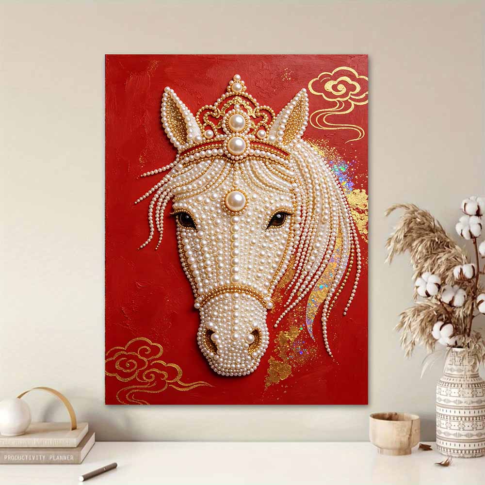 DIY Pearl Diamond Art Painting kits for Adult and Beginners, Majestic Horse Sparkling Painting Craft Home Wall Decor handmade Gift
