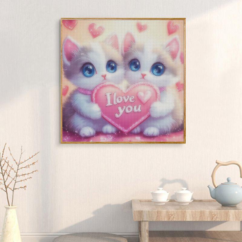 5d DIY Full Square/Round Diamond Painting Animal Cat Rhinestone Pictures Love Complete Kit Art Gift Home Decoration