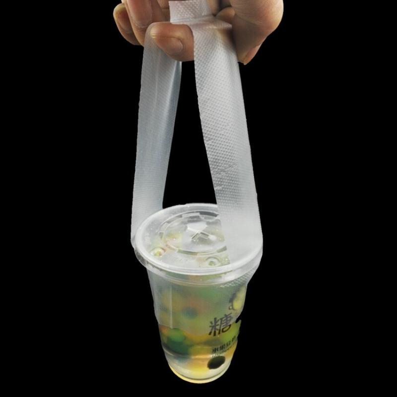 100 Pcs T-Shaped Bayonet Plastic Bags Disposable Clear Single Cup Packaging Bag For Milk Tea Coffee Beverage Party Supplies