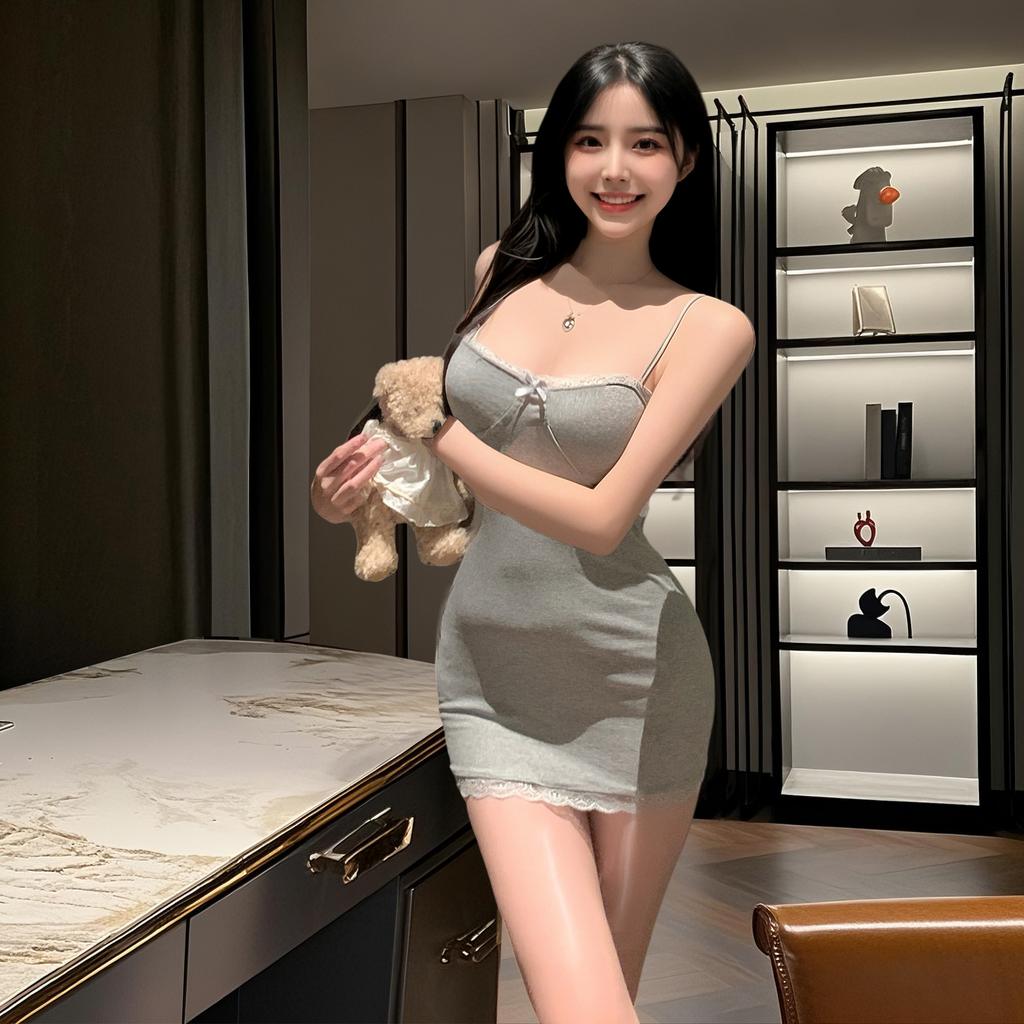 Pure Desire Hottie Lace Nightdress Sexy Lingerie Sexy Deep V Bare Chest Hip Uniform Pajamas Sexy Suit