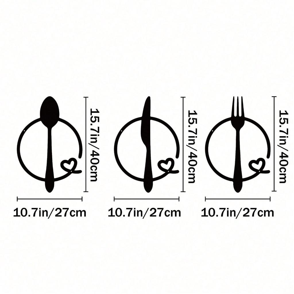 Metal Wall Art Cutlery Set Fork Spoon Knife Home Decor Kitchen Dining Room Gift