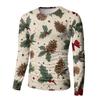 Men's Fashion Printed Round Neck Long Sleeve Bottoming Shirt Top