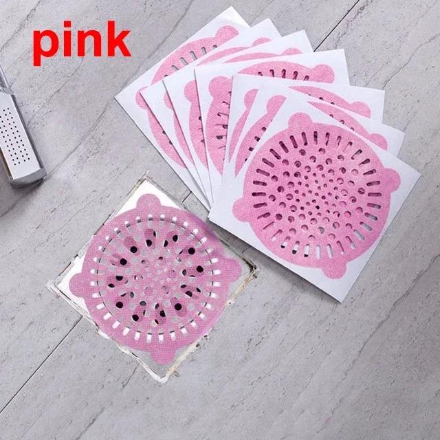 

50Pcs Disposable Shower Drain Hair Catcher Strainer Filter Sticker Kitchen Sink Sewer Outfall Stopper Bathroom Floor Drain Cover 50pcs розовый