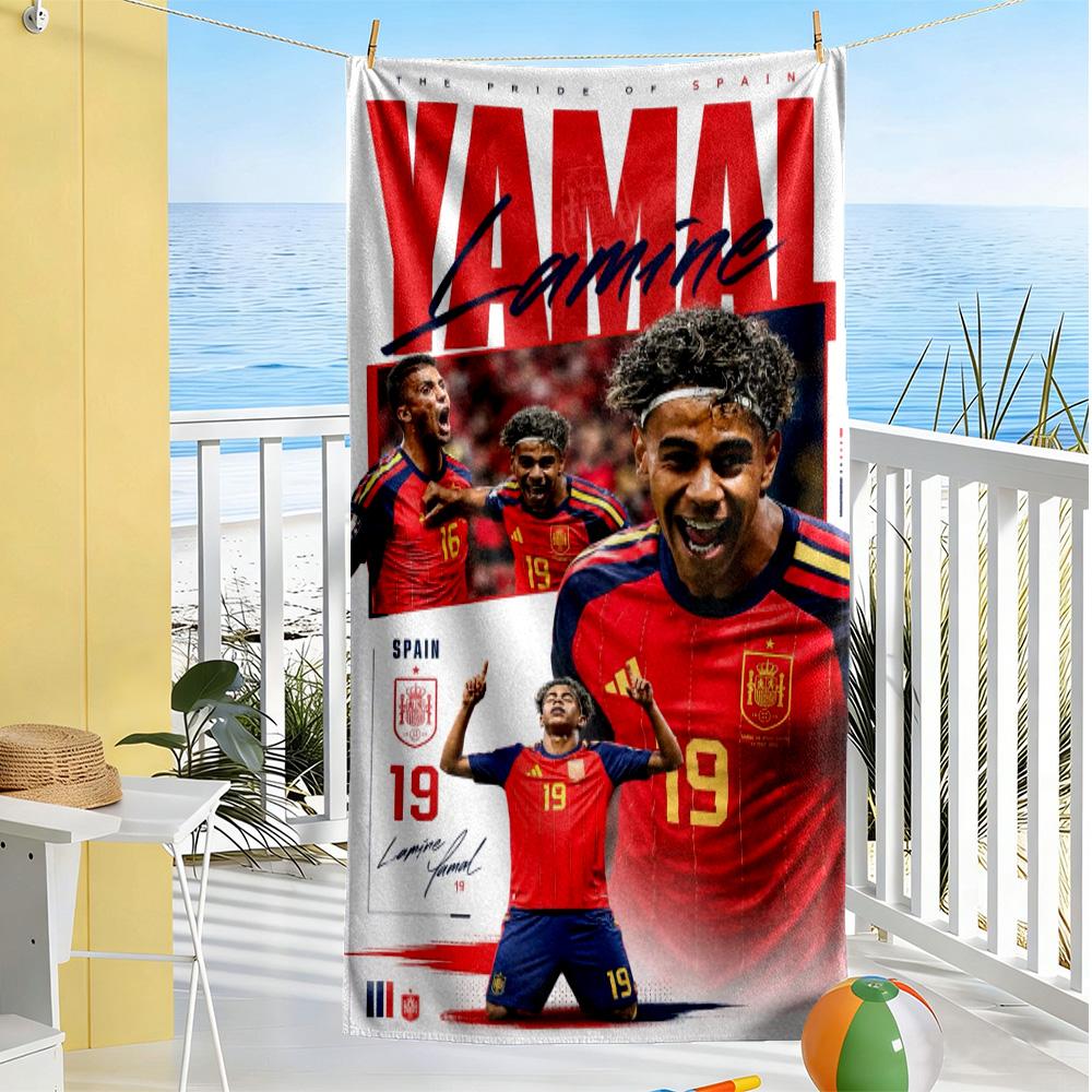 Lamine Yamal Spain Soccer Player Beach Towel Super Soft Microfiber Quickdry Fabric Comfortable Lightweight