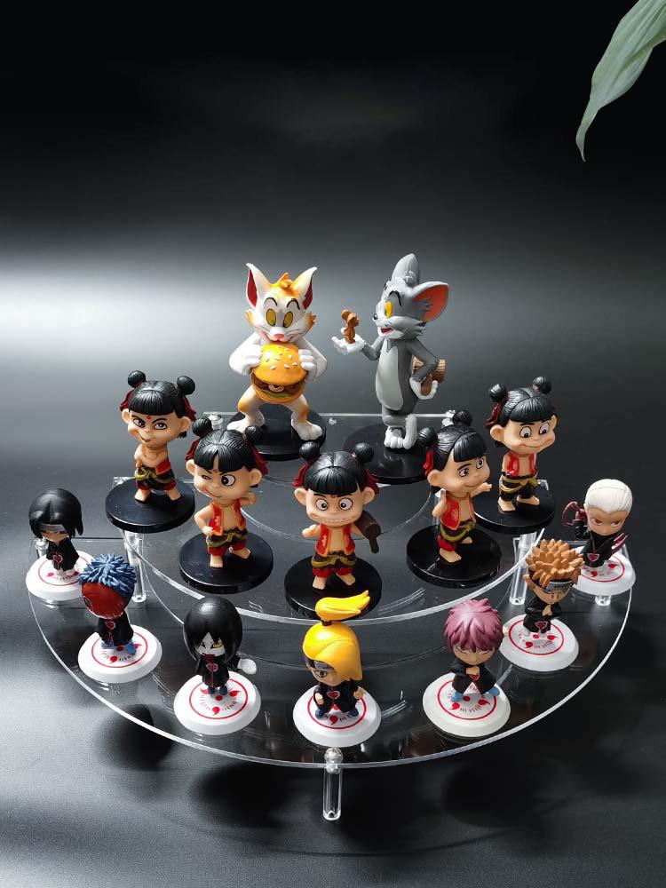 1-4 Tier Acrylic Display Stand for Action Figures,Cosmetic Rack Clay Doll Jewelry Cupcake Perfume for Corner Display Riser Shelf