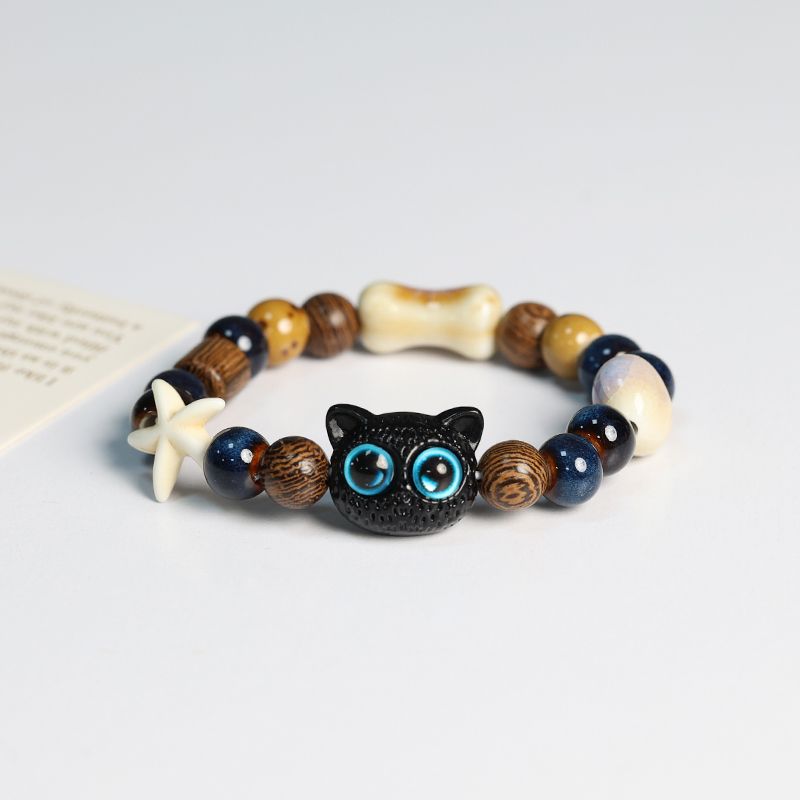 

Милый и Крутой Браслет Кот Сова Керамический Браслет из Бусин Цзиндэчжэньский Фарфор Розовые Бусины Розы Ювелирное Изделие Студенческое Маленькое Ювелирное Изделие Blue-eyed cat [flower glaze sapphire blue]]