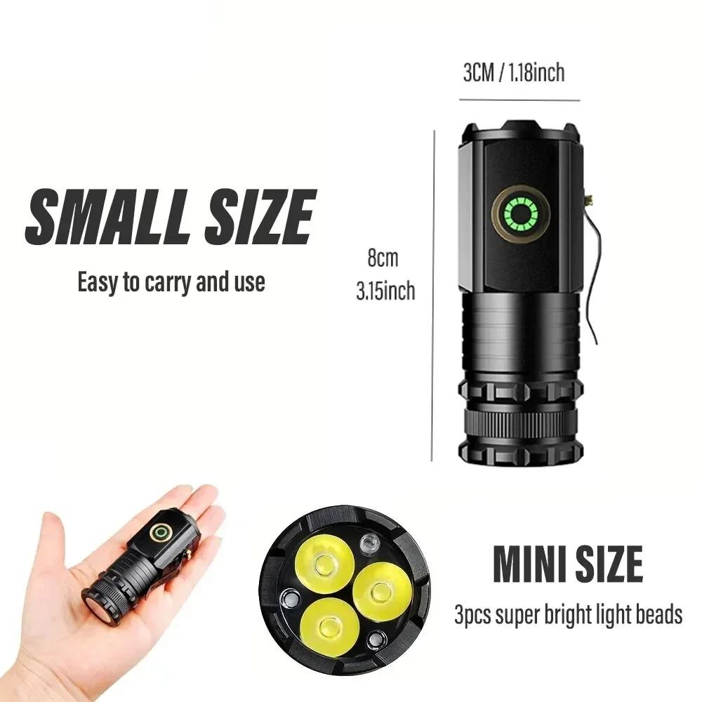 Portable Powerful Mini LED Flashlight With pen clip Rechargeable Pocket Emergency Torch Waterproof Hiking Camping Flash Light