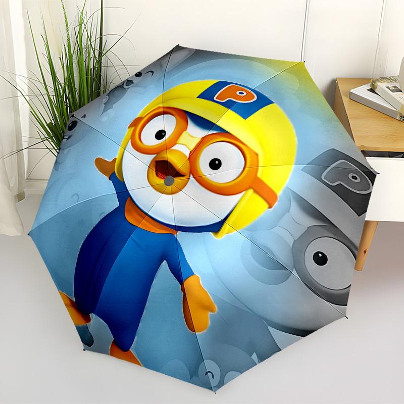 1pc Pororo Penguin Automatic Folding Umbrella, Portable Collapsible Design, Casual Outdoor Accessory L1127063