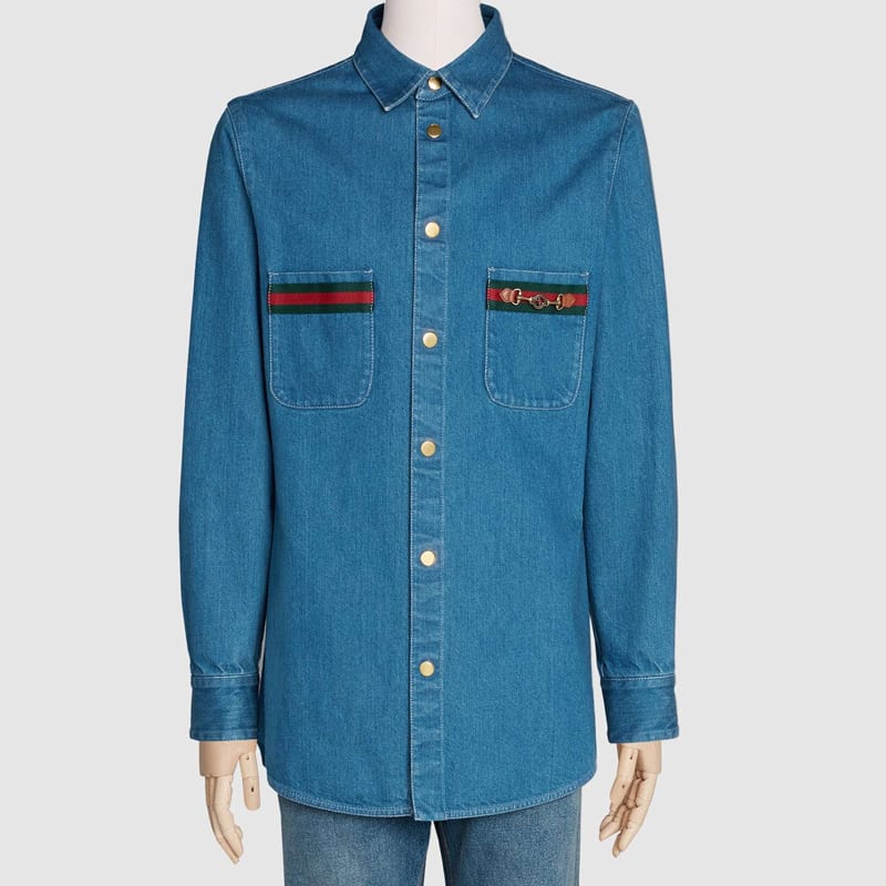 Web-Detail Langarm-Jeanshemd 626480-XDBCG-4447