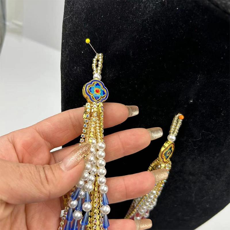 Handmade Wedding Groomsmen Hanfu Embroidery Zipper Tassel Cheongsam Pendant Diy Hairpin Bead Stringing Adult Alloy Glass