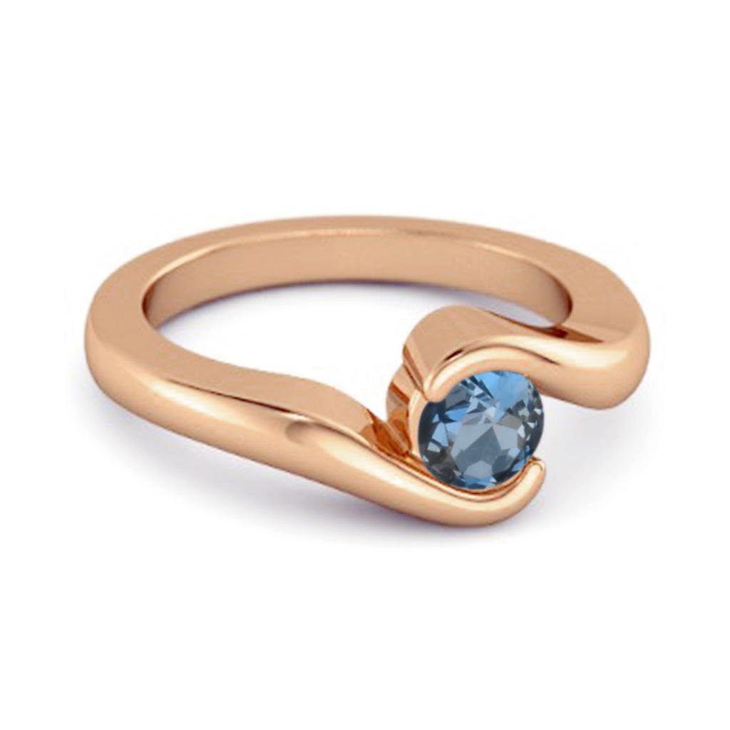 London Blue Topas Moderner Bypass-Bandring - 925er Sterlingsilber Roségold Vermeil