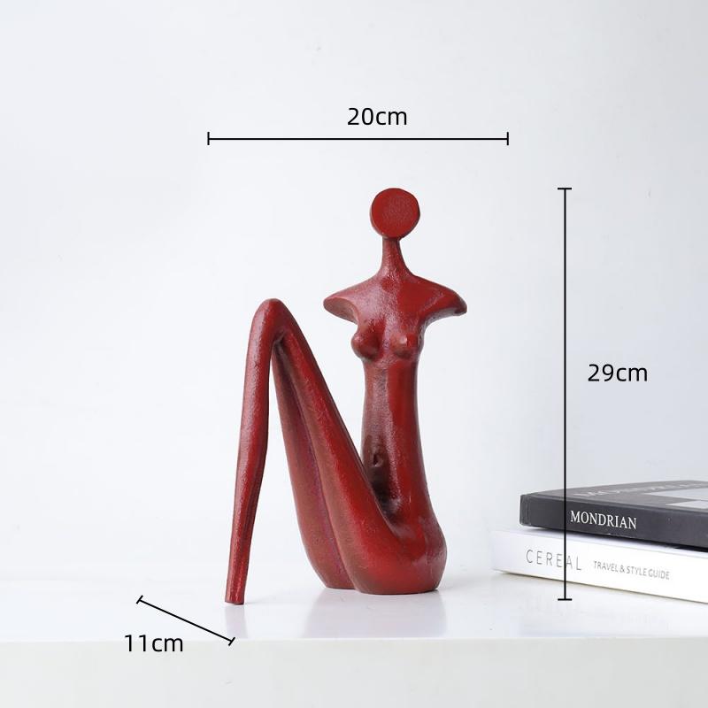 

Creative Black Metal Figure Sculpture Abstract Portrait Female Human Body Metal Figurine Home Decoration Accessories