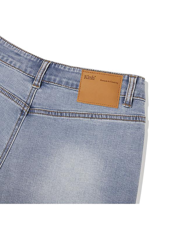 KIRSH Cherry Inner Pants Cover Denim Skirt [Blue]