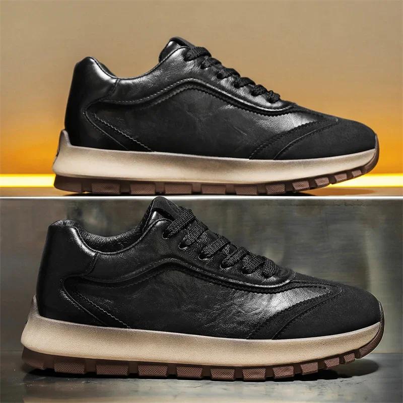Scarpe da Uomo alla Moda Tutte le Stagioni Pelle Sneakers Casual Stile Coreano Moda Scarpe da Corsa Antiscivolo Resistenti all'Usura Scarpa Sportiva da Uomo