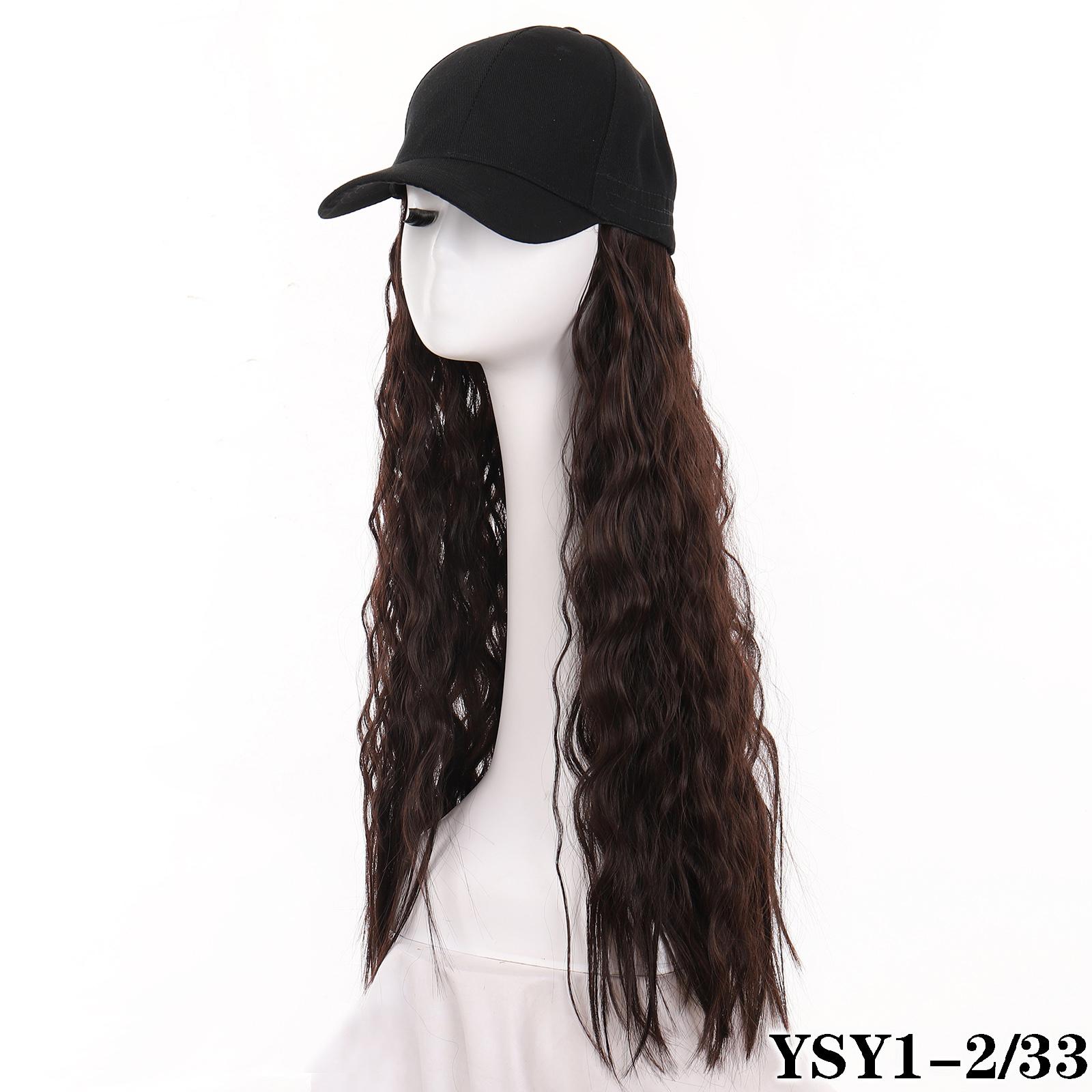 

Bybrana довгий хвилястий бейсбол перука синтетичні натуральні перука чорний капелюх перуки шапка з волоссям Природно з єднати бейсболку