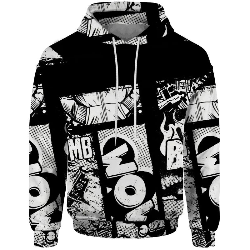 New Cartoon Elements Hoodies Hip-hop Autumn Winter Women Hoodie Pullover 3D Printing Comic Graffiti Sweatshirt Fashion Mens Hoody