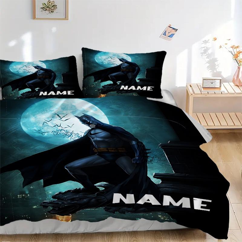 Custom Textile Batman Moon Bedding 3 Piece Set HD Print Duvet Cover Pillowcases for Teens Adult Bedroom Decoration