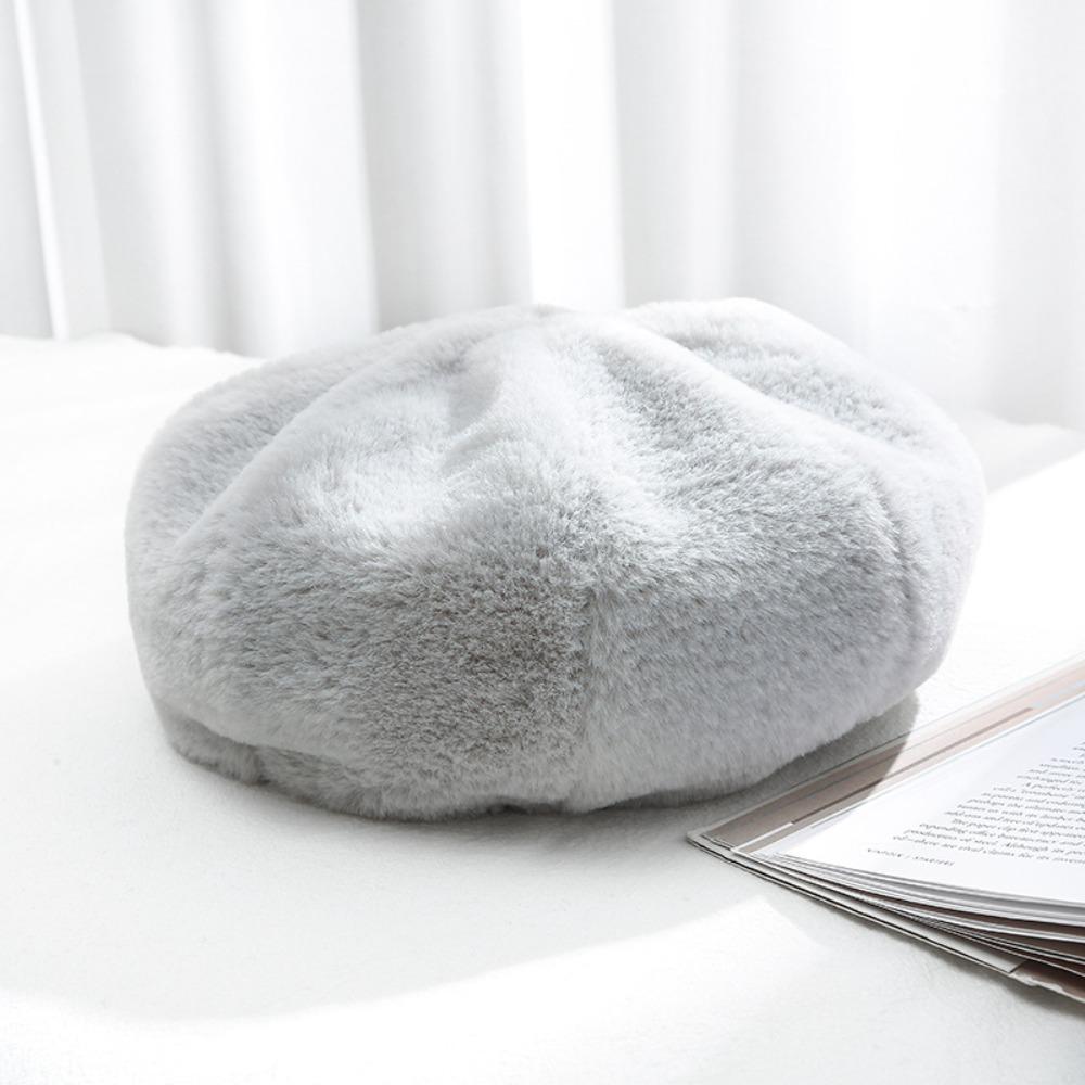 Fashionable Beret Soft and Skin Friendly Warm Hat Leisure Plush Hat  Summer