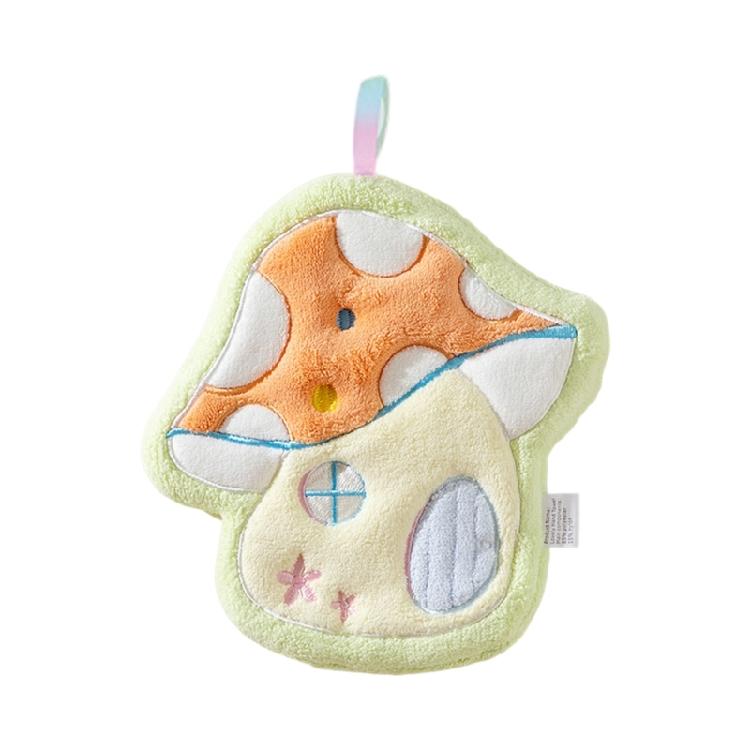 Coral Fleece Kitchen Hand Towel Soft Absorbent Mushroom Designs Cleaning Cloth Quick Drying Handkerchief for Home Cook