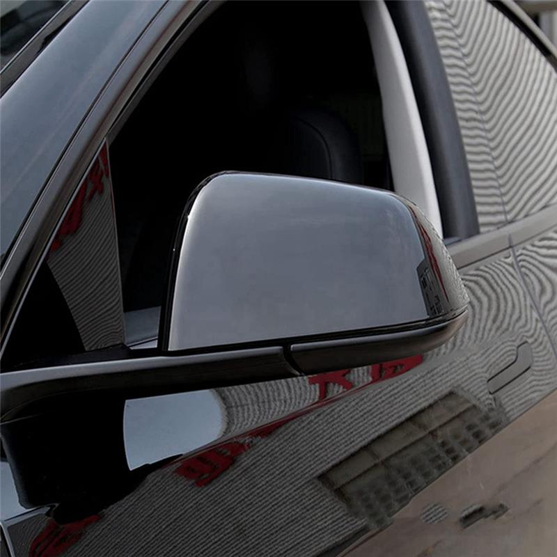 Side Rearview Mirror Cover Trim For   Tesla Model Y Exterior Parts Kits , ABS Gloss Black