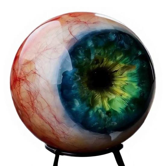 Realistic Gothic Eyeball Ornament Lifelike Horror 3D Eye Sculpture Scary Dark Fantasy Style Desk Decoration for Halloween Home Decor 1pc зелёный