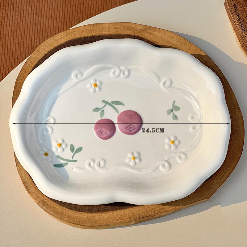 Creative Relief Hand-painted Tableware, Dinner Plate, Ceramic Rice Bowl, Soup Bowl, Kitchen Drinkware Set, Home Accessories