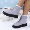 Women's Winter Chunky Platform Snow Boots Anti-Slip Comfortable Short Booties Shoes With Faux Fur Lining for Women Lace-Up Faux Suede Warm Ankle Boots