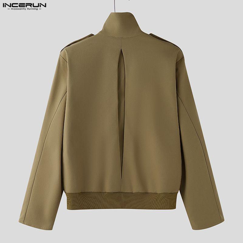 INCERUN Autumn Men Stand Neck Long Sleeve Casual Buttons Jackets Coats