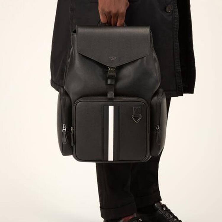 Bally Classic Stripe Leather Backpack Medium Men Backpacks Black 6238750