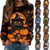 Women's Casual Halloween Print Raglan Long Sleeve Neck Sweatshirt Top
