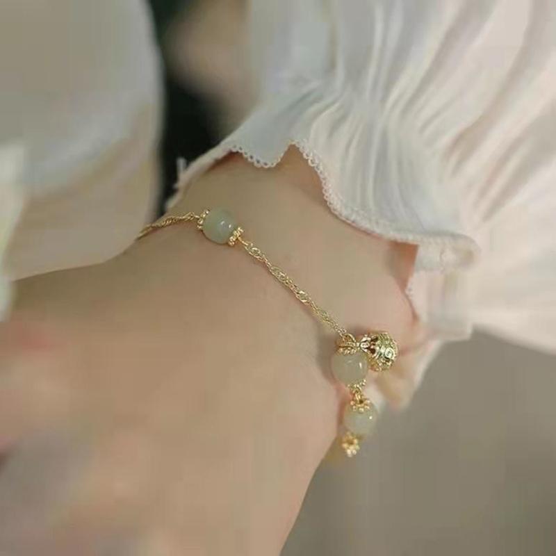 Small And Exquisite Fu Character Lucky Hetian Jade Bracelet Creative All-Match Auspicious Cute Temperament Party Jewelry Gift